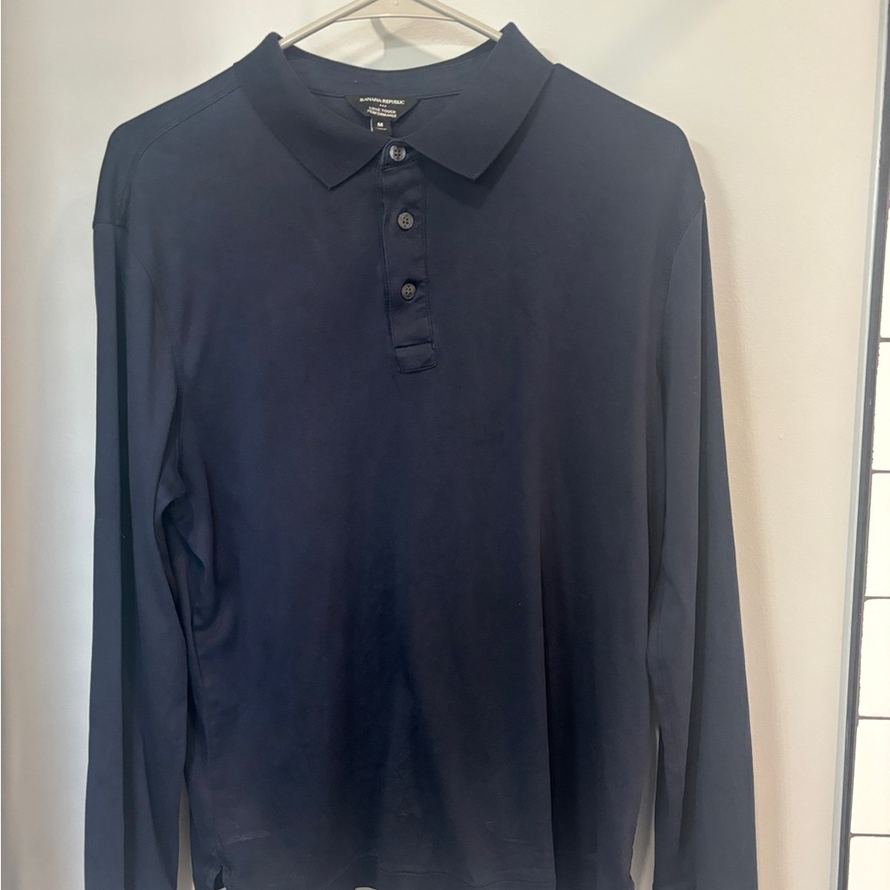 Banana Republic Men's Long Sleeve Navy Polo